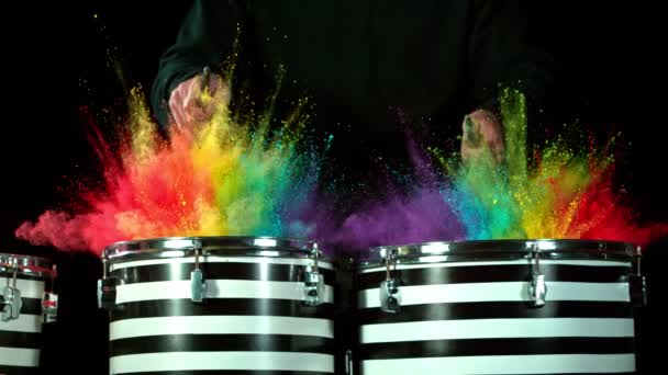 Super Slow Motion Shot Drum Hit Color Powder Explosion 1000 — Vídeo de Stock