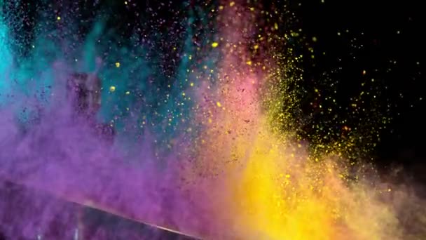 Super Slow Motion Shot Van Cymbal Hit Met Color Powder — Stockvideo
