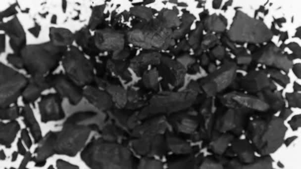 Super Slow Motion Shot Coal Супер Медленное Движение Угля Подводит — стоковое видео