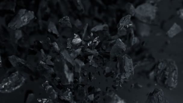 Super Slow Motion Shot Coal Explosion Προς Την Κάμερα Στα — Αρχείο Βίντεο
