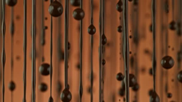 Super Slow Motion Shot Van Druppelende Gesmolten Chocolade Met 1000 — Stockvideo