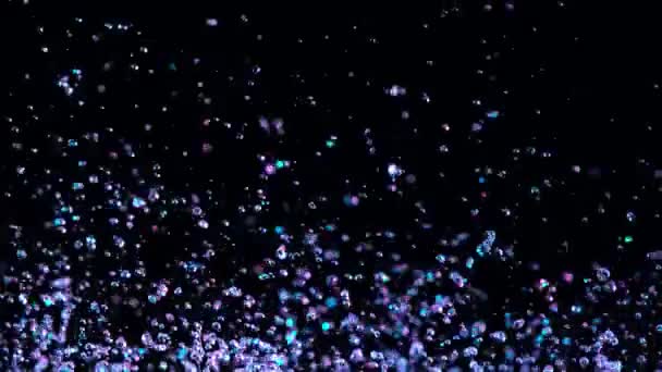 Super Slow Motion Abstract Shot Flying Neon Water Drops Зйомки — стокове відео