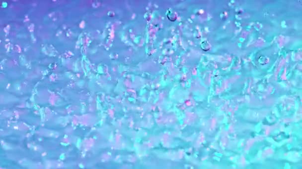 Super Slow Motion Abstract Shot Splashing Neon Water Bij 1000Fps — Stockvideo
