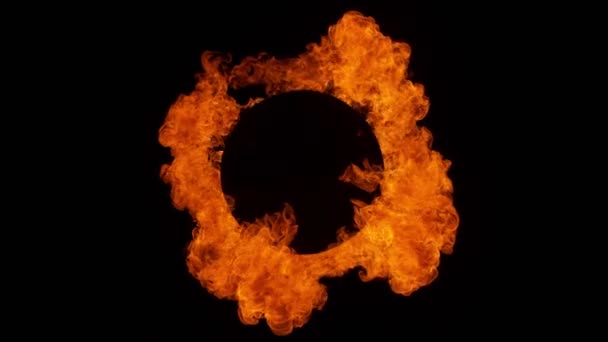Super Slow Motion Shot Fire Explosion Black Blank Circle Middle — Stockvideo