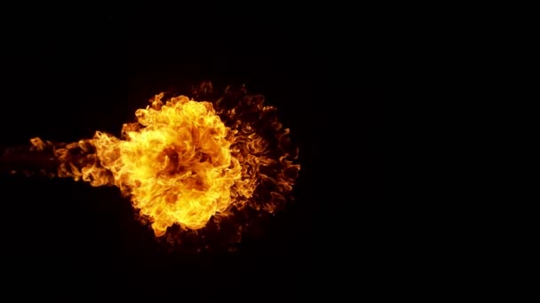 Super Pomalý Pohyb Shot Fire Explosion Proti Černé Zdi Při — Stock video