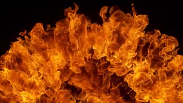 Super Slow Motion Detail Shot Fire Explosie Tegen Zwarte Muur — Stockvideo