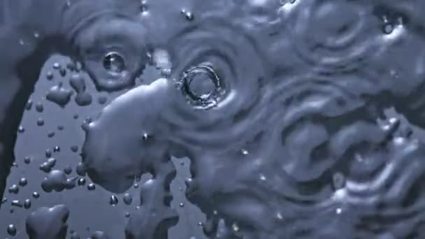 Super Slow Motion Top Shot Water Drops Falling Water Surface — Stock Video