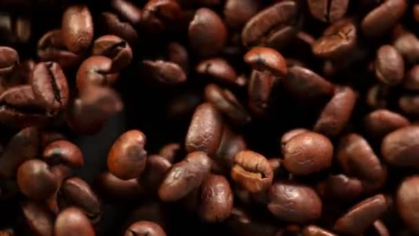 Super Slow Motion Detail Shot Coffee Beans Background 1000Fps Filmed — Stok video