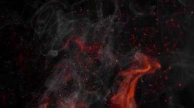 Super Slow Motion Shot of Fire, Smoke and Sparks Isolated on Black Background at 1000fps. Filmed with High Speed Cinema Camera in 4K resolution.