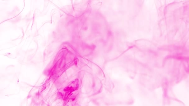 Супер Повільний Рух Потоку Рожевого Диму Ізольовано Білому Тлі Швидкості — стокове відео