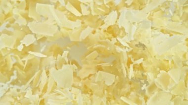 Super Slow Motion Shot of Flying Parmesan Shavings at 1000 fps. Filmed with High Speed Cinema Camera at 4K.