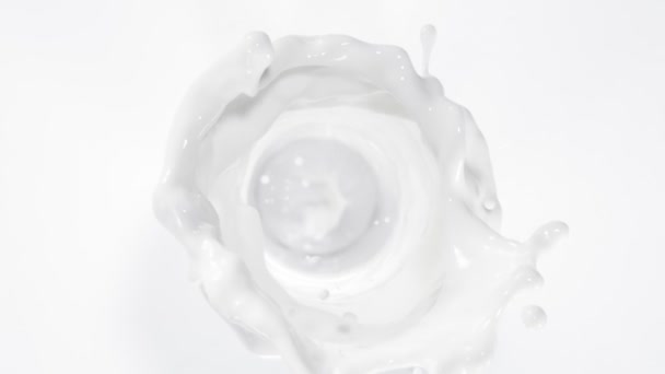 Super Slow Motion Shot Milk Vortex Splash Isolated White Background — Stockvideo