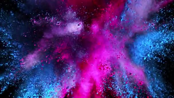 Super Slow Motion Shot Corner Color Powder Explosion Isolated Black — 비디오