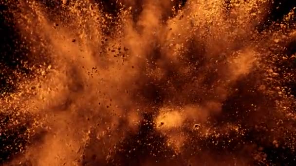 Super Slow Motion Shot Cocoa Powder Explosion Isolated Black Background — Vídeo de stock