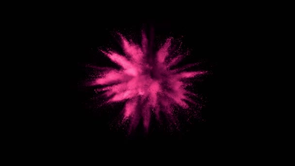 Super Slow Motion Shot Pink Powder Explosion Isolated Black Background — Stockvideo