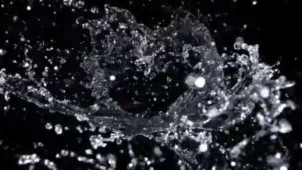 Super Slow Motion Skott Abstrakt Vatten Stänk Isolerad Svart Bakgrund — Stockvideo