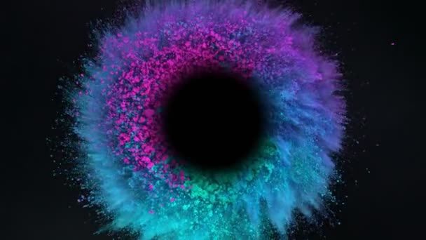 Super Slow Motion Shot Color Powder Vortex Isolated Black Background — Vídeo de stock