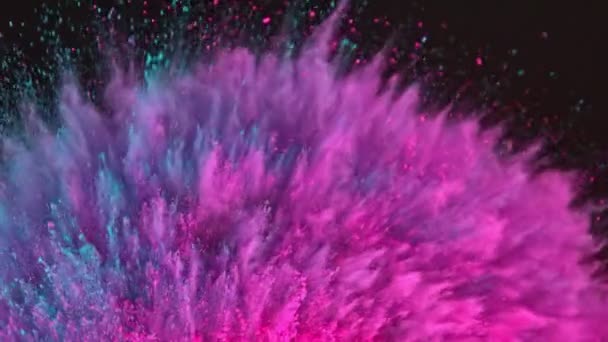 Super Slow Motion Shot Color Powder Explosion Isolated Black Background — Stockvideo