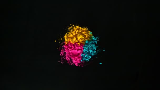Super Slow Motion Shot Color Powder Vortex Isolated Black Background — Stock Video