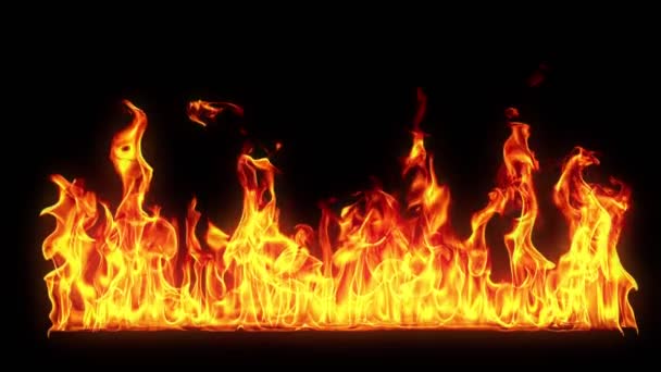 Super Slow Motion Shot Fire Flames Isolated Black Background 1000Fps — Stok Video