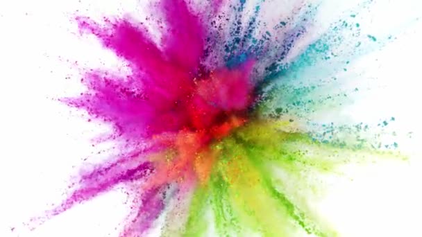 Super Slow Motion Shot Color Powder Explosion Izolováno Bílém Pozadí — Stock video