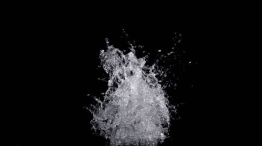 Super Slow Motion Shot of Real Water Splash Explosion from Isolated on Black at 1000fps. Filmed on high speed cinema camera in 4k..
