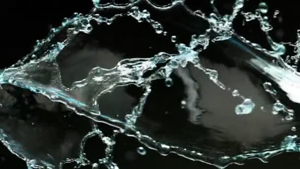 Super Slow Motion Shot Spiral Water Splash Isolated Black Background — Stock video