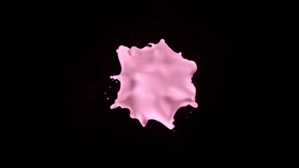 Super Slow Motion Scatto Pink Milky Splash Volare Verso Fotocamera — Video Stock