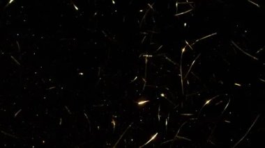 Süper Yavaş Çekim Altın Işıldayan Konfeti Arkaplanı 1000fps. 4K Çözünürlükte Yüksek Hız Sinema Kamerası ile Çekim.