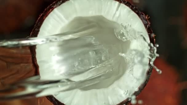 Super Slow Motion Shot Splashing Water Coconut 1000Fps Dalam Bahasa — Stok Video