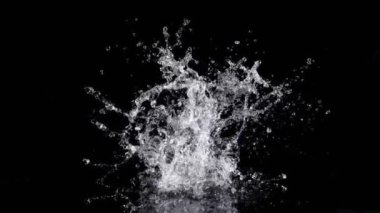 Super Slow Motion Shot of Real Water Splash Explosion from Isolated on Black at 1000fps. Filmed on high speed cinema camera in 4k..