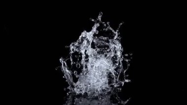 Super Slow Motion Shot of Real Water Splash Explosion from Isolated on Black at 1000fps. Filmed on high speed cinema camera in 4k..