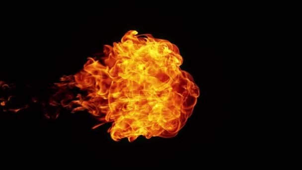 Super Slow Motion Shot Van Side Flame Explosie Geïsoleerd Zwart — Stockvideo
