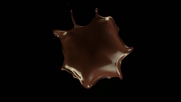 Super Slow Motion Shot Real Chocolate Splash Volando Hacia Cámara — Vídeos de Stock