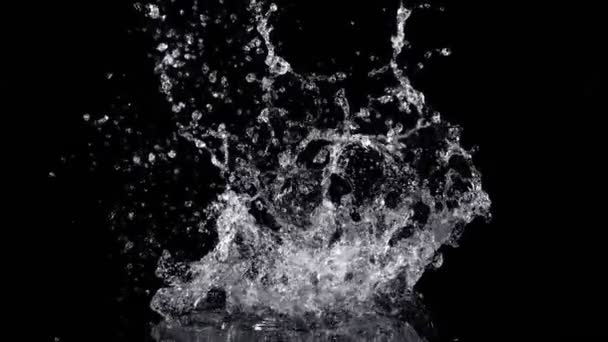 Super Slow Motion Shot Real Water Splash Explosion Isolated Black — Wideo stockowe