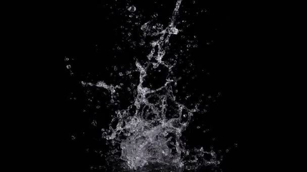 Super Slow Motion Shot Real Water Splash Explosion Isolated Black — Stockvideo
