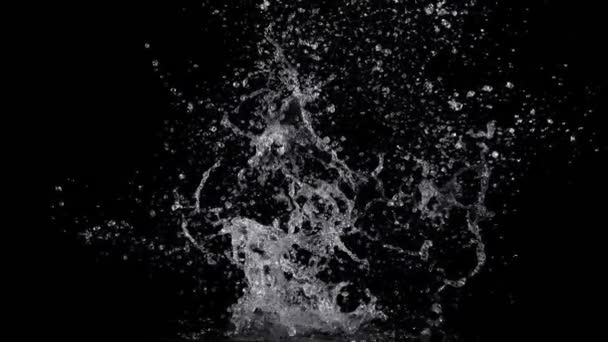 Super Slow Motion Shot Real Water Splash Explosion Isolated Black — Vídeos de Stock