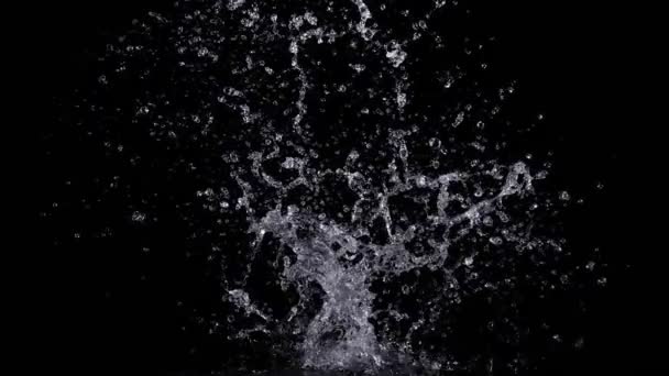 1000 Fpsで黒で隔離された実際の水スプラッシュ爆発の超スローモーションショット 4Kの高速映画カメラで撮影 — ストック動画