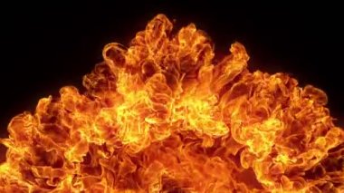 Çok Yavaş Çekilen Ateş Arkaplanı, 1000fps 'de siyahta izole edildi. Yüksek Hız Sinema Kamerası, 4K.