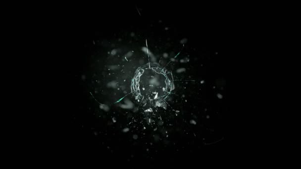 1000Fpsで黒の背景に隔離された本物の弾丸ガラスブレークの超スローモーションショット 高速映画カメラで撮影 — ストック動画