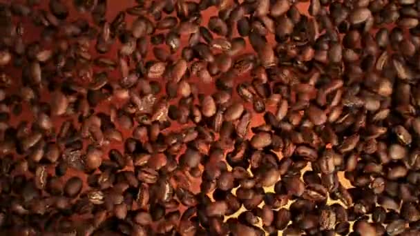 Super Slow Motion Shot Falling Coffee Beans 1000Fps Съемки Высокой — стоковое видео