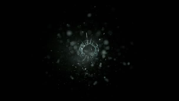 Super Slow Motion Shot Real Bullet Glass Break Isolated Black — стоковое видео