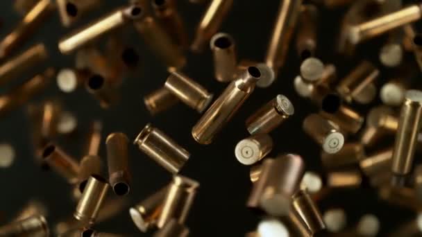 Super Slow Motion Shot Used Real Gun Bullets Flying Camera — Stok Video