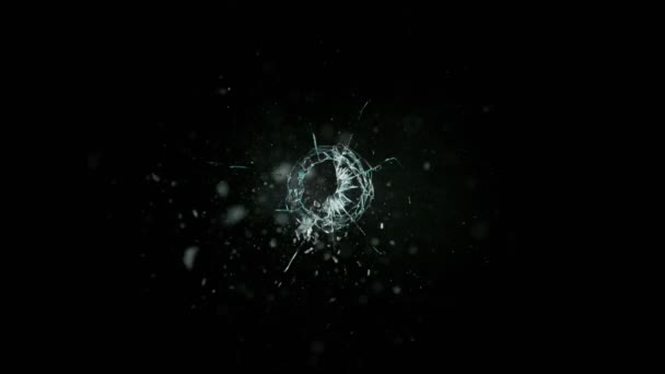 Super Slow Motion Shot Real Bullet Glass Break Isolated Black — Stock Video