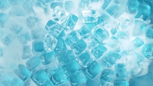 Super Slow Motion Shot Freezing Ice Cubes Background Εφέ Ομίχλης — Αρχείο Βίντεο