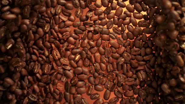 Super Slow Motion Shot Flying Fresh Coffee Beans 1000Fps Natočeno — Stock video