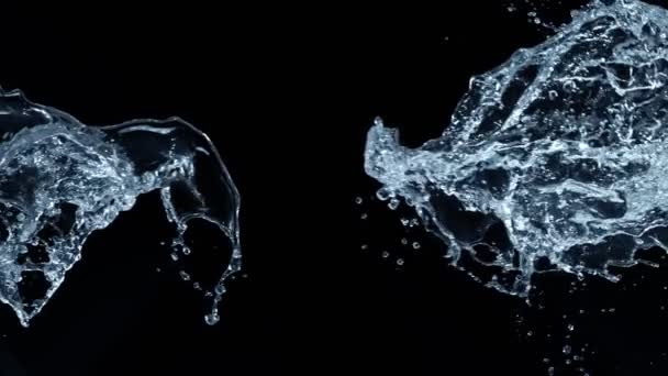 Super Slow Motion Shot Big Water Splashes 1000Fps Isolated Black — Stock Video
