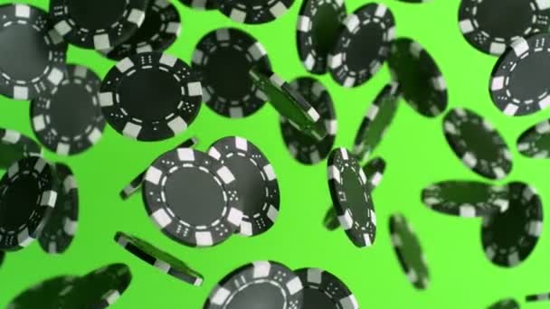 Super Slow Motion Shot Casino Chips Explosion Vers Caméra Sur — Video