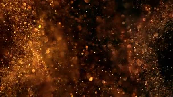 Super Slow Motion Shot Golden Glittering Background 1000Fps Filmed High — Stock Video