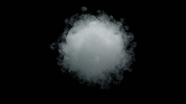 Süper Yavaş Çekim Yuvarlak Duman Patlaması Siyah Kamera 'ya doğru 1000fps' de izole edildi. Yüksek Hız Sinema Kamerası, 4K.